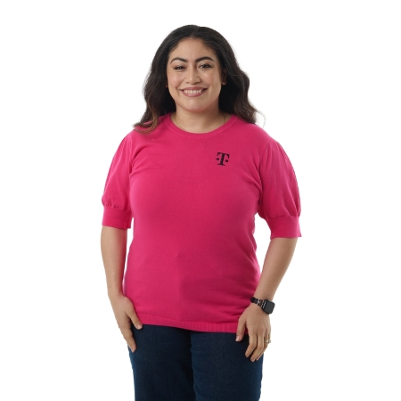 Women's Magenta Balloon Sleeve Blouse